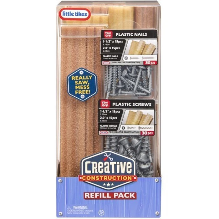 MGA Little Tikes Creative Construction Refill Pack Wood Plastic Screws Plastic Nails