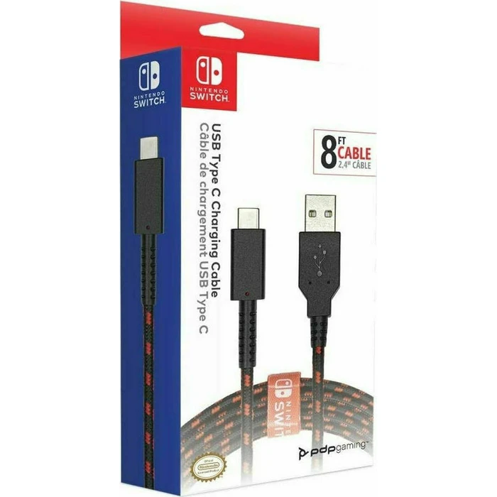 PDP USB Type-C Charging Cable for Nintendo Switch 2.4m Black