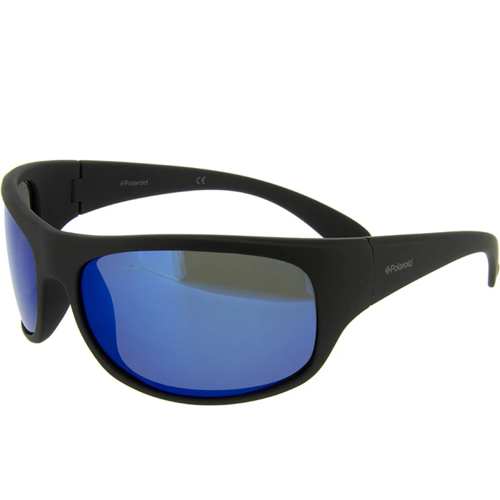 Polaroid Ανδρικά Γυαλιά Ηλίου με Μαύρο Κοκκάλινο Σκελετό και Μπλε Polarized Καθρέφτη Φακό 07886 003/5X
