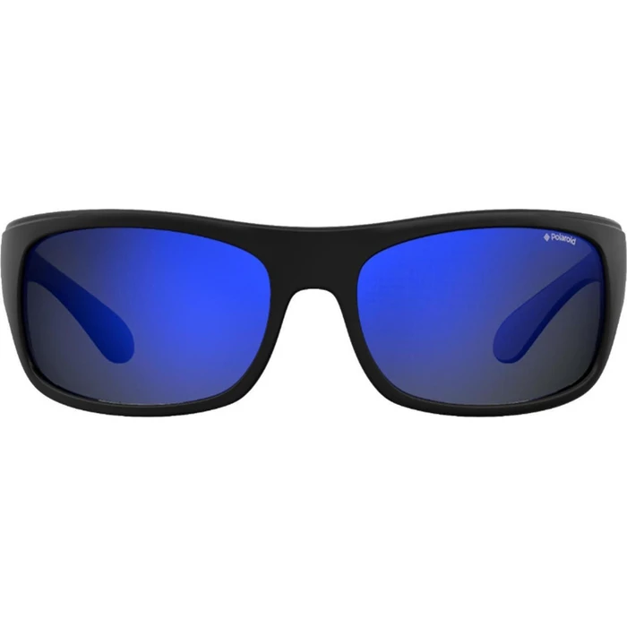Polaroid Ανδρικά Γυαλιά Ηλίου με Μαύρο Κοκκάλινο Σκελετό και Μπλε Polarized Καθρέφτη Φακό 07886 003/5X