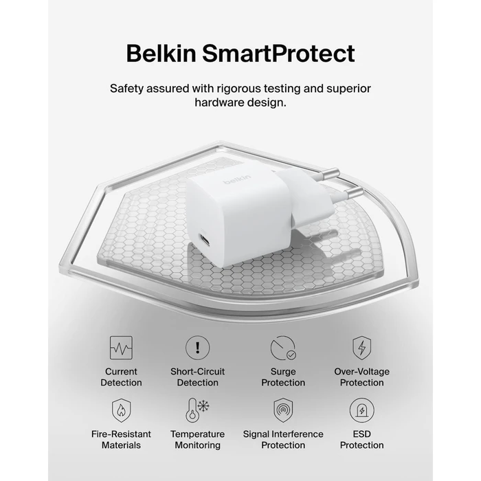 Belkin Φορτιστής Χωρίς Καλώδιο με Θύρα USB-C 25W Power Delivery Λευκός (BoostCharge)