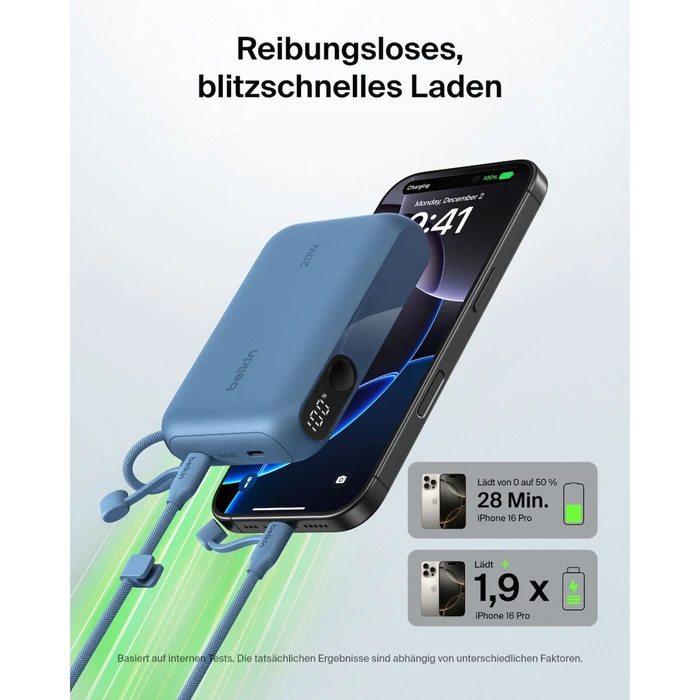 Powerbank με Οθόνη Belkin 20W 10.000mAh USB-C Μπλε BPB027HQBL