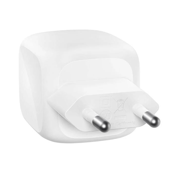 Καθολικός φορτιστής μπαταριών Belkin Dual USB-C GaN Wall Charger 50W PD + PPS λευκό