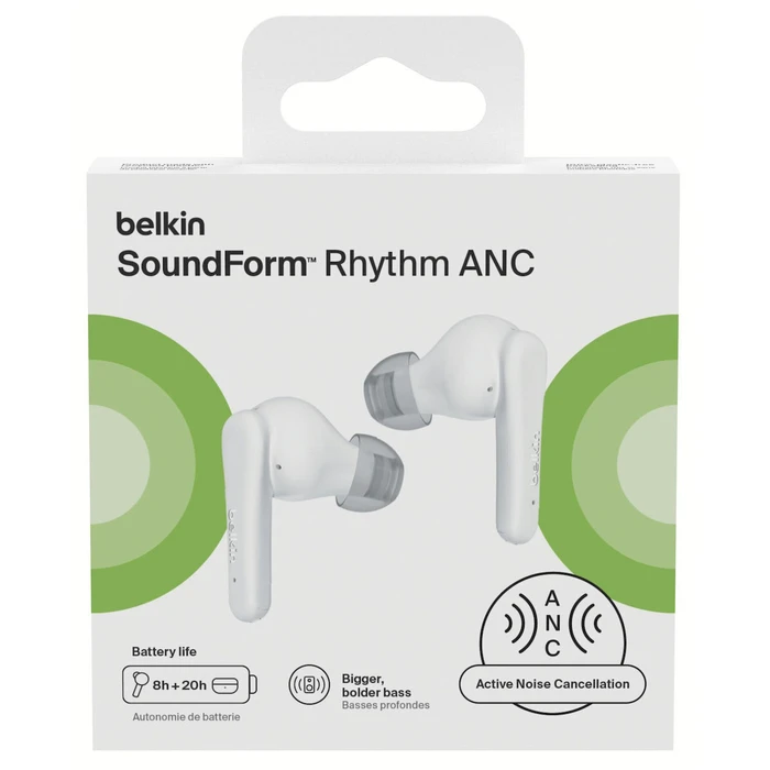 Belkin Ασύρματα in-ear ακουστικά SoundForm Rhythm ANC True Wireless In-Ear, λευκό