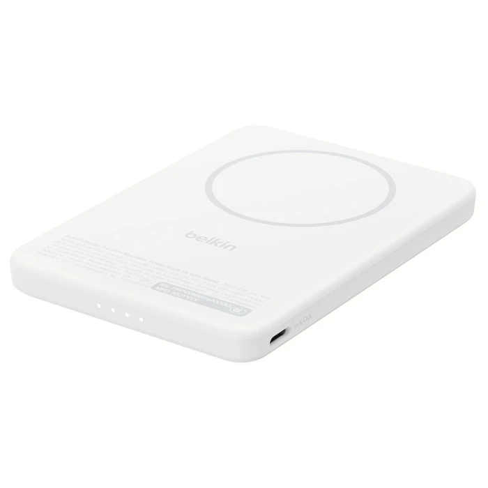 Belkin BoostCharge Slim Magnetic MagSafe Power Bank 5000mAh με Θύρα USB-C Λευκό