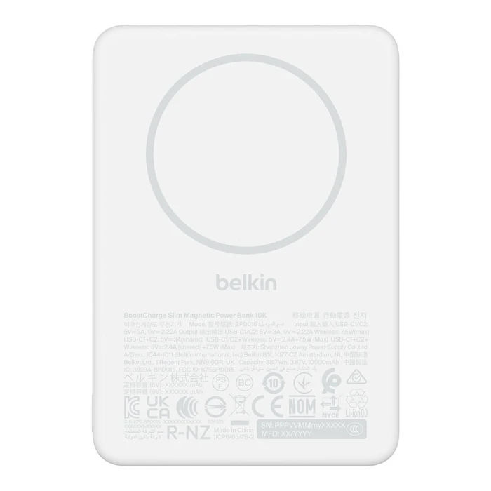 Belkin BoostCharge Slim MagSafe Power Bank 7500mAh 7.5W Λευκό