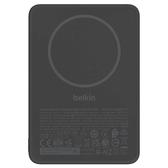 Belkin BoostCharge Slim MagSafe Qi2 Power Bank 10000mAh Μαύρο