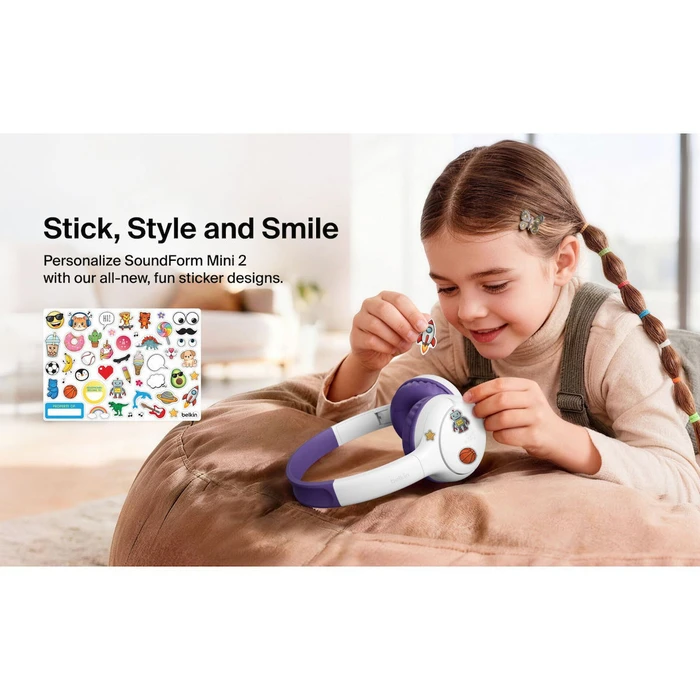Belkin SoundForm Mini 2 Ασύρματα/Ενσύρματα Παιδικά On-Ear Ακουστικά 55 ώρες Μωβ