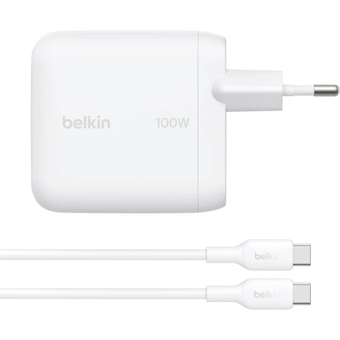 Belkin Φορτιστής GaN με Θύρα USB-C και Καλώδιο USB-C - USB-C 100W Power Delivery Λευκός (BOOST Charge)