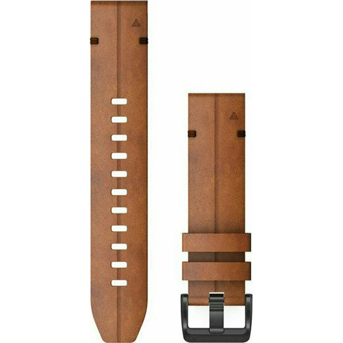 Garmin QuickFit 22mm Replacement Leather Watch Band Brown/Slate Gray 010-12863-05 (fits Fenix 5/5 Plus/6/6 Pro/7/7 Pro/8/E 47mm)