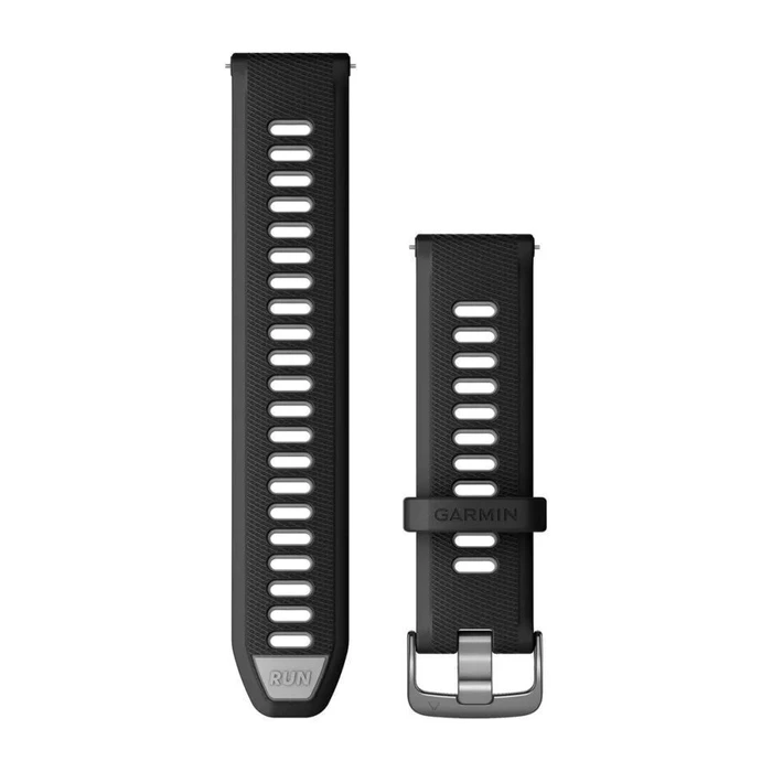 Garmin Λουράκι Σιλικόνης 22 mm Μαύρο/Γκρι (Powder Grey) με Slate hardware (Για Forerunner 265)