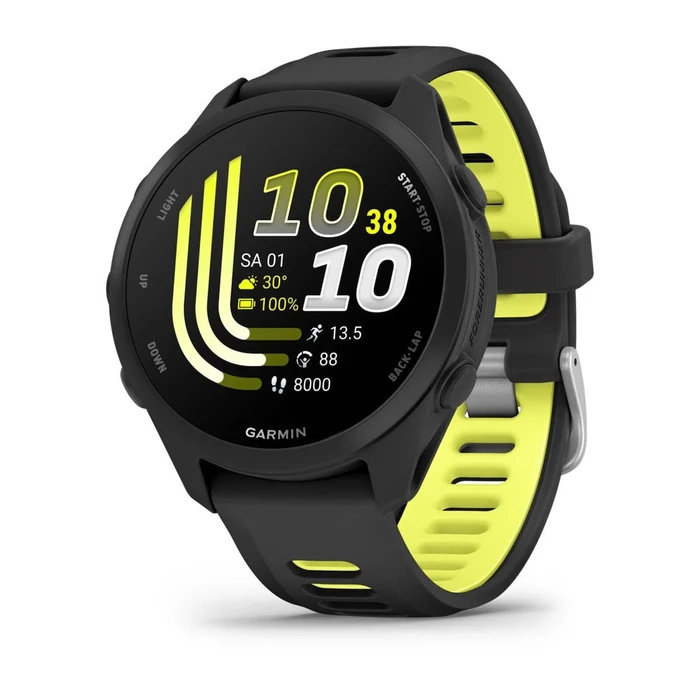 Garmin Forerunner 170 43mm Smartwatch Bluetooth Μαύρο με μαύρο/κίτρινο λουράκι