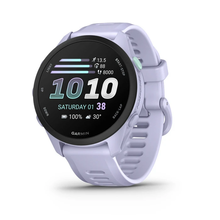 Garmin Forerunner 70 Cool Lavender/Μαύρο με γρήγορο-αλλαγής σιλικόνιο λουράκι 20 mm