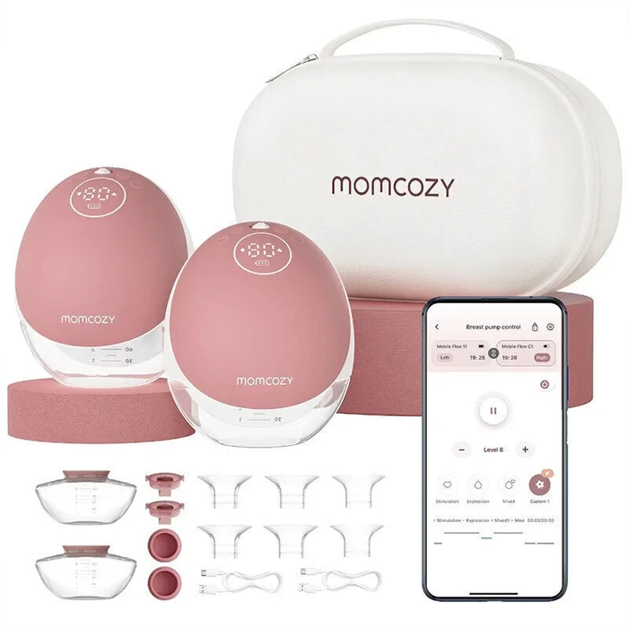 Momcozy Ηλεκτρικό Διπλό Θήλαστρο M9 με Μπαταρία & Κουτί Αποθήκευσης (Κόκκινο)