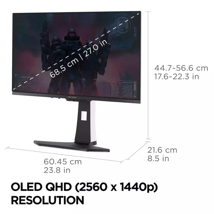 ViewSonic XG272-2K-OLED 27" QHD (2560x1440) OLED HDR Gaming Monitor, 240Hz, 0.02ms GTG