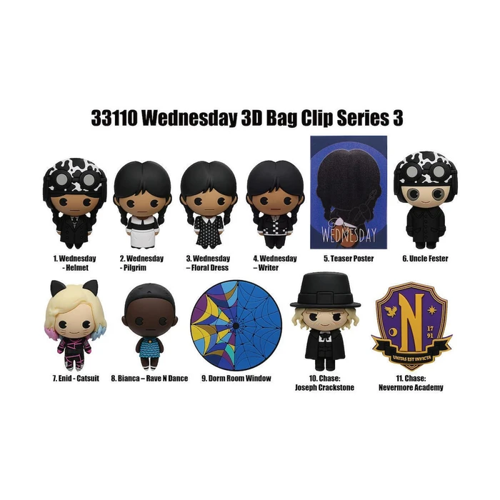 Monogram International Wednesday Φιγούρα Μπρελόκ 3D Foam Bag Clips Blind Bag Series 3