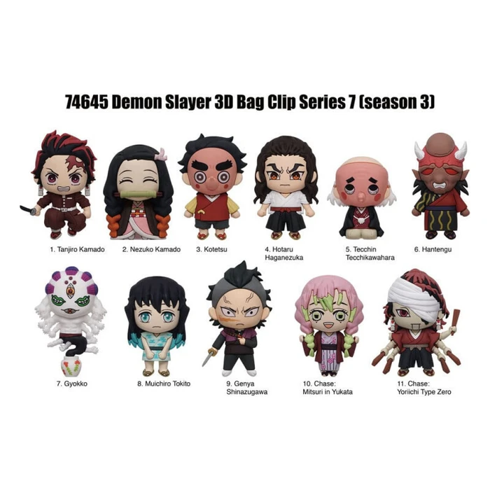 Monogram International Demon Slayer Series 7 Blind Bag Random 3D Foam Bag Clips Figures