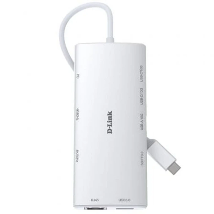 D-Link USB 3.2 Hub 10 Θυρών με σύνδεση USB-C / Ethernet Λευκό DUP-A01
