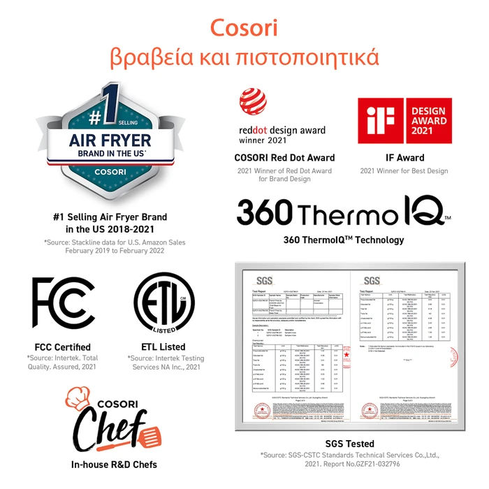 Cosori Φριτέζα Αέρος Dual Blaze 6.4L Grey