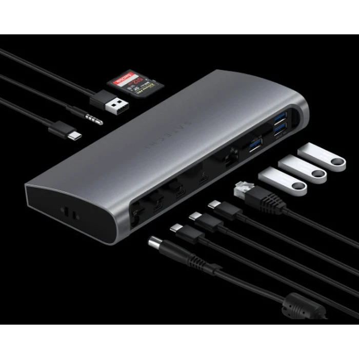 Satechi USB-C Docking Station με 4K PD, Ethernet και σύνδεση 2 Οθονών Γκρι (ST-UCT4DM)