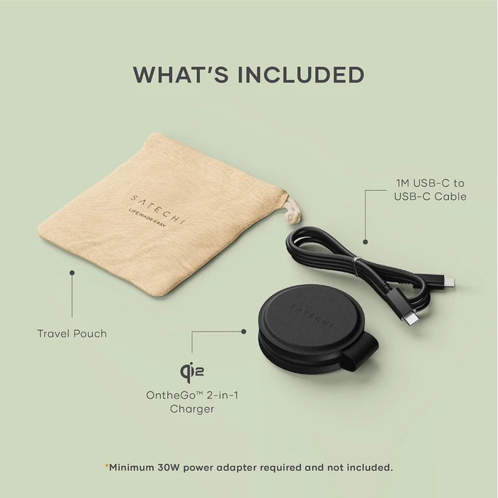 Satechi OntheGo 2-in-1 Wireless Charger Qi2 15W Black (ST-QTG21K)