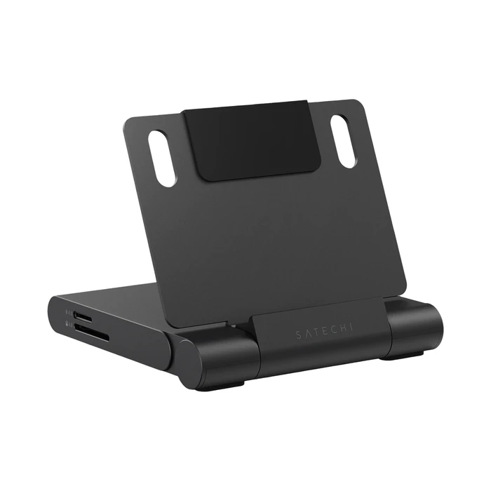 Satechi OntheGo Foldable Stand Hub - πτυσσόμενη βάση και hub USB-C (100W PD, USB-C 10Gbps, USB-A 10Gbps, αναγνώστης microSD/SD 312 MB/s, jack 3.5mm, HDMI 4K) - Space Black