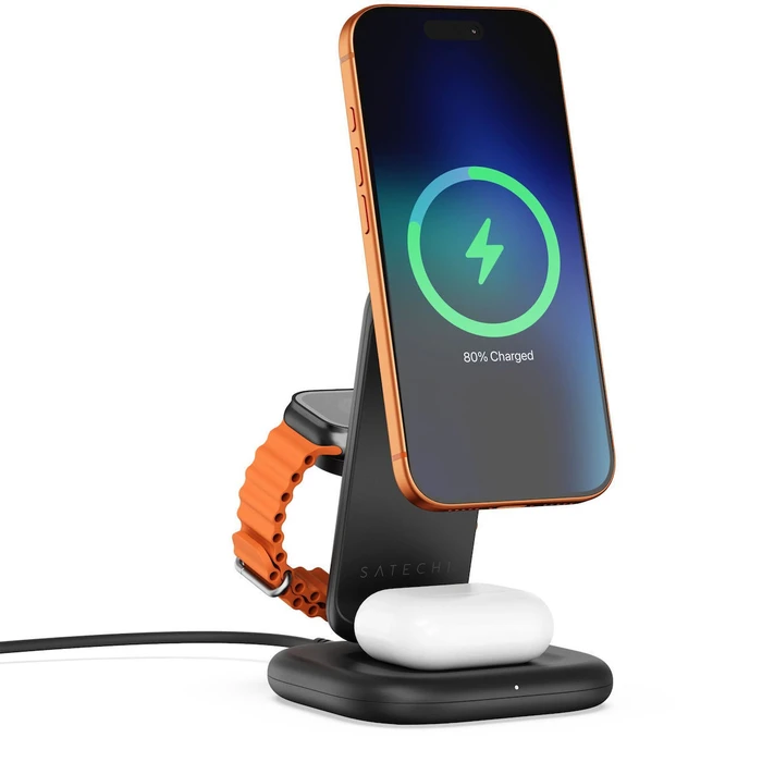 Satechi 3-in-1 Qi2 25W Foldable Charging Stand (ST-Q25F31C-EA) - Space Black