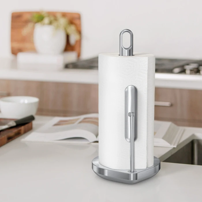 simplehuman Wall-Mounted Paper Towel Holder, Brushed Stainless Steel, Model KT1203