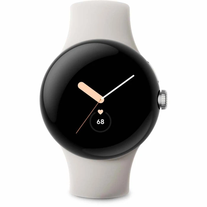 Google Pixel Watch Polished Silver ανοξείδωτο ατσάλι 41 mm Chalk με Active band