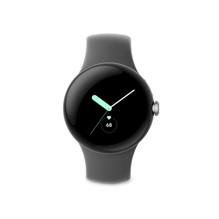 Google Pixel Watch LTE 41mm (4G eSIM, Polished Silver case / Charcoal Active Band)
