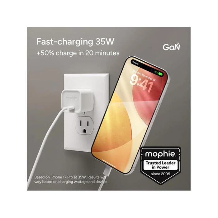 Mophie GaN 35W USB-C Wall Charger Power Delivery White (ROC 2025)