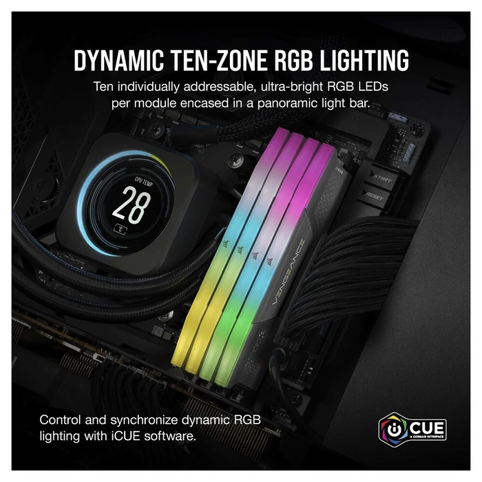 32GB Corsair VENGEANCE RGB DDR5 DIMM Kit (2x16GB) 6000MHz CMH32GX5M2B6000Z38 (Black)