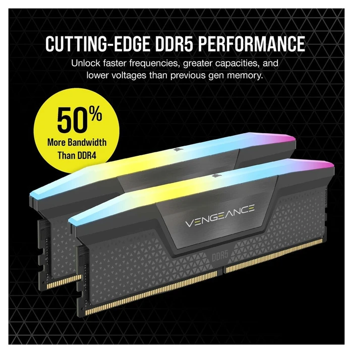32GB Corsair VENGEANCE RGB DDR5 DIMM Kit (2x16GB) 6000MHz CMH32GX5M2B6000Z38 (Black)