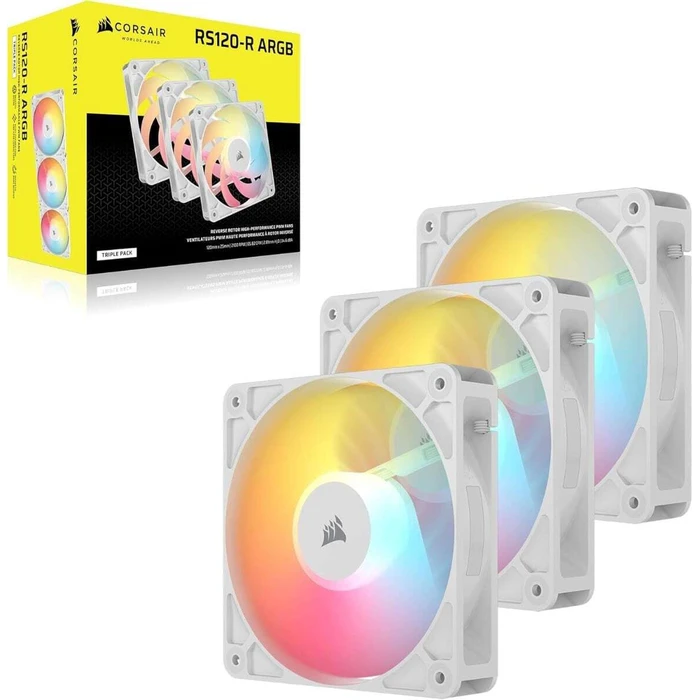 CORSAIR RS120‑R White ARGB PWM Triple Pack — Σετ 3 x 120mm ανεμιστήρων ARGB (λευκό)