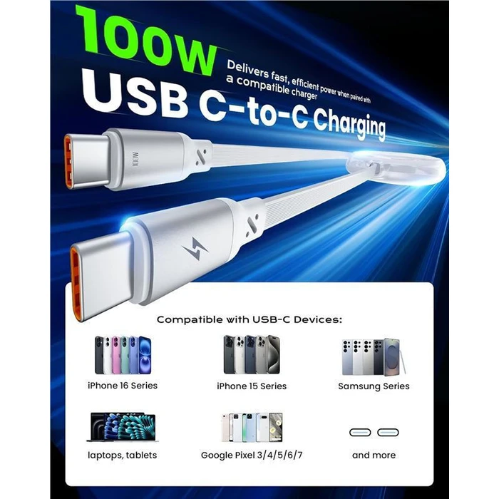 Καλώδια & αντάπτορες επικοινωνίας iOttie 100W Retractable USB-C Cable White 2-Pack