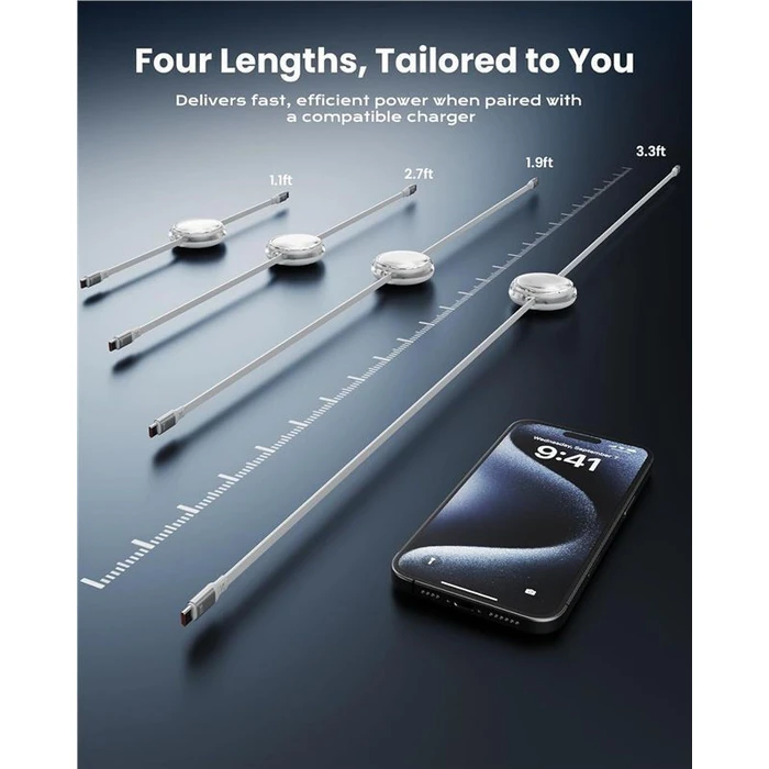 Καλώδια & αντάπτορες επικοινωνίας iOttie 100W Retractable USB-C Cable White 2-Pack