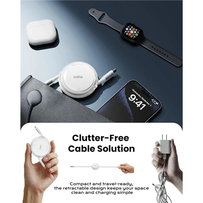 Καλώδια & αντάπτορες επικοινωνίας iOttie 100W Retractable USB-C Cable White 2-Pack