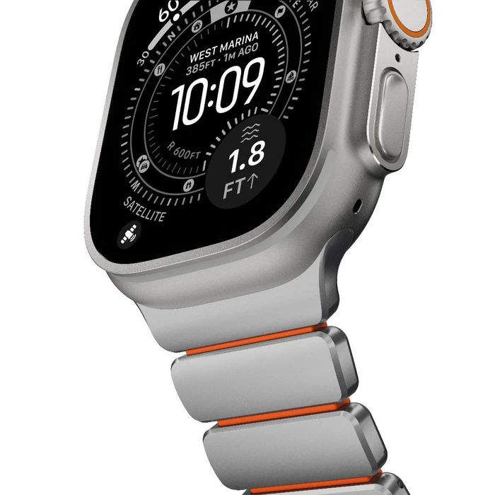 Nomad Stratos Band - Grade 4 Titanium & FKM (Ultra Orange) - Compatible with Apple Watch 49/46/45/44mm