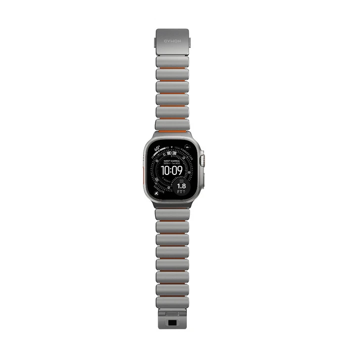 Nomad Stratos Band - Grade 4 Titanium & FKM (Ultra Orange) - Compatible with Apple Watch 49/46/45/44mm