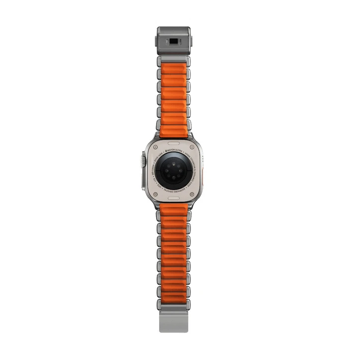 Nomad Stratos Band - Grade 4 Titanium & FKM (Ultra Orange) - Compatible with Apple Watch 49/46/45/44mm