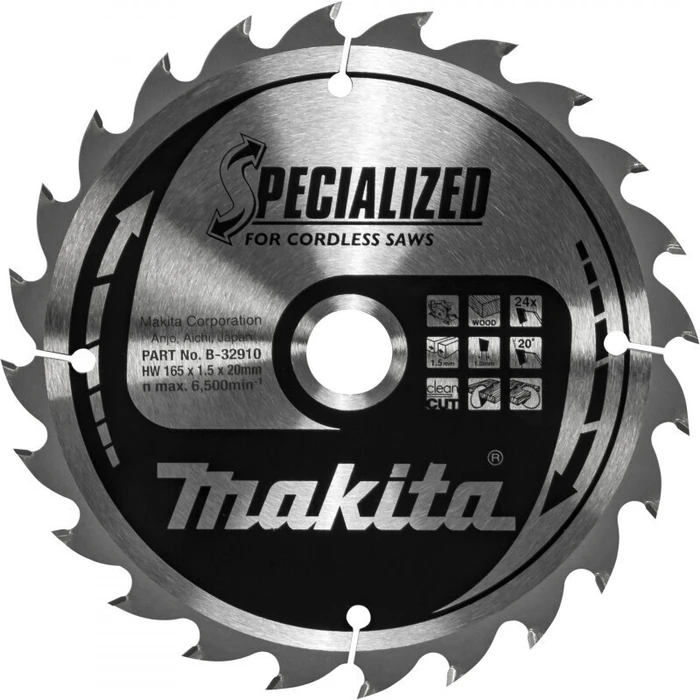 Makita Wood Cutting Blade B-32910 165mm 24T