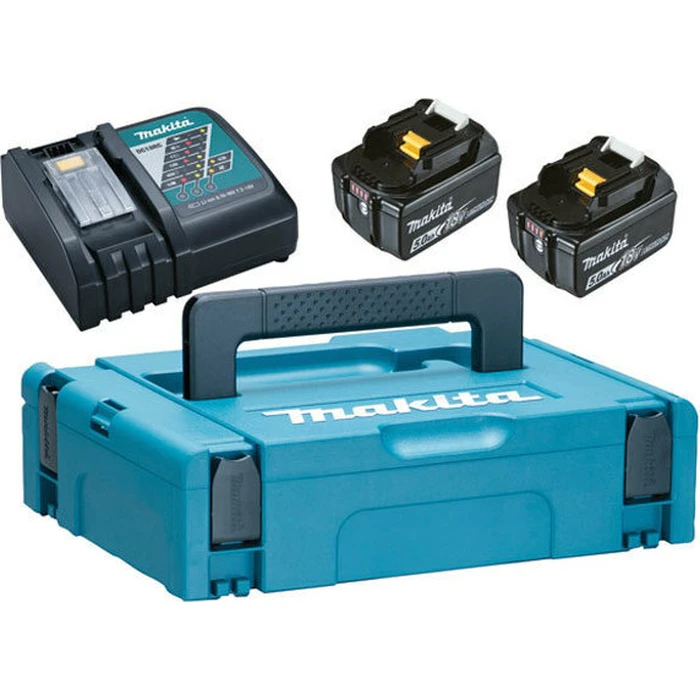 Makita Σετ 2 Μπαταριών 18V 5.0Ah Li-Ion με Φορτιστή DC18RC και Makpac Τύπου 1 (197624-2)