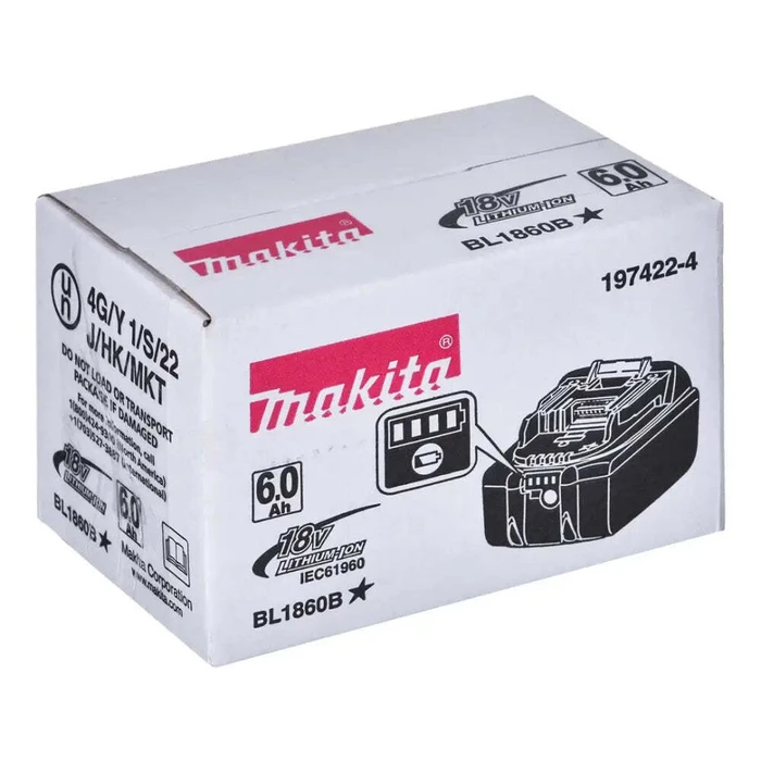 Φορτιστής και Μπαταρία Makita BL1860B 18V 6.0Ah - Σετ (197422-4)