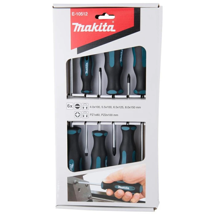 Makita Magnetic Screwdriver Set, 6-piece (PH1, PH2, PZ1, PZ2, SL4.0, SL5.5)