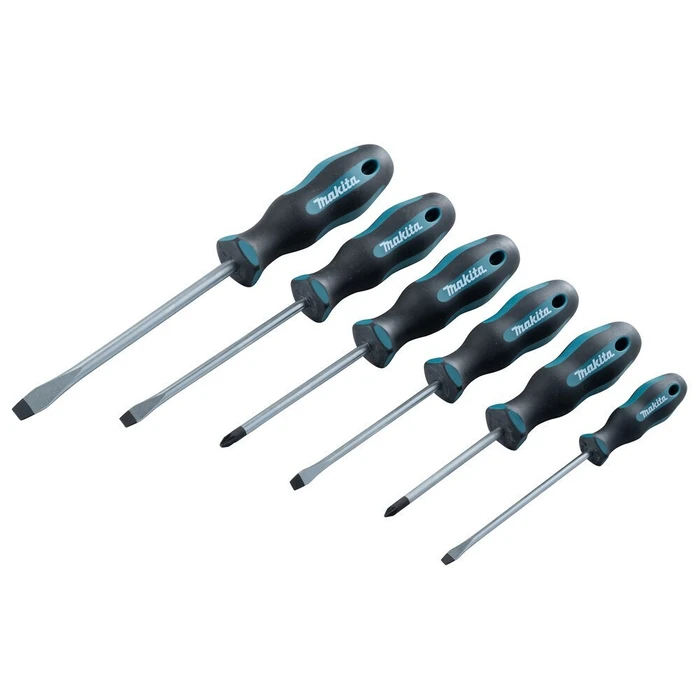 Makita Magnetic Screwdriver Set, 6-piece (PH1, PH2, PZ1, PZ2, SL4.0, SL5.5)