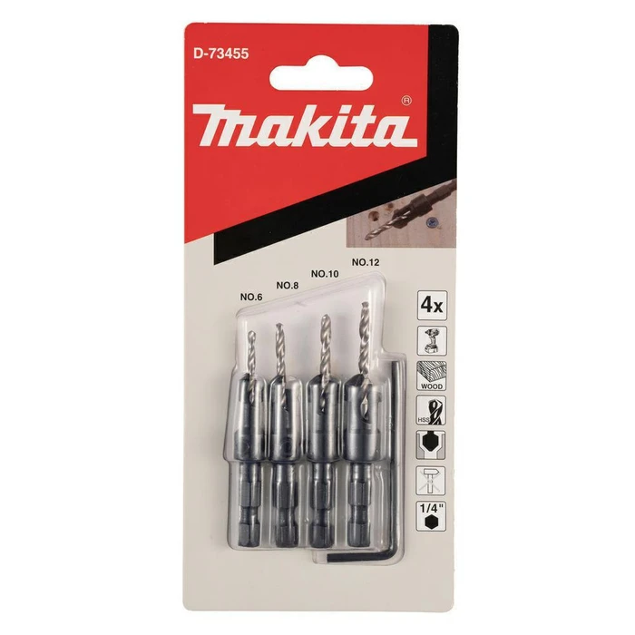 Makita Set of 4 Diamond Drill Bits (Hole Saws) for Wood D-73455