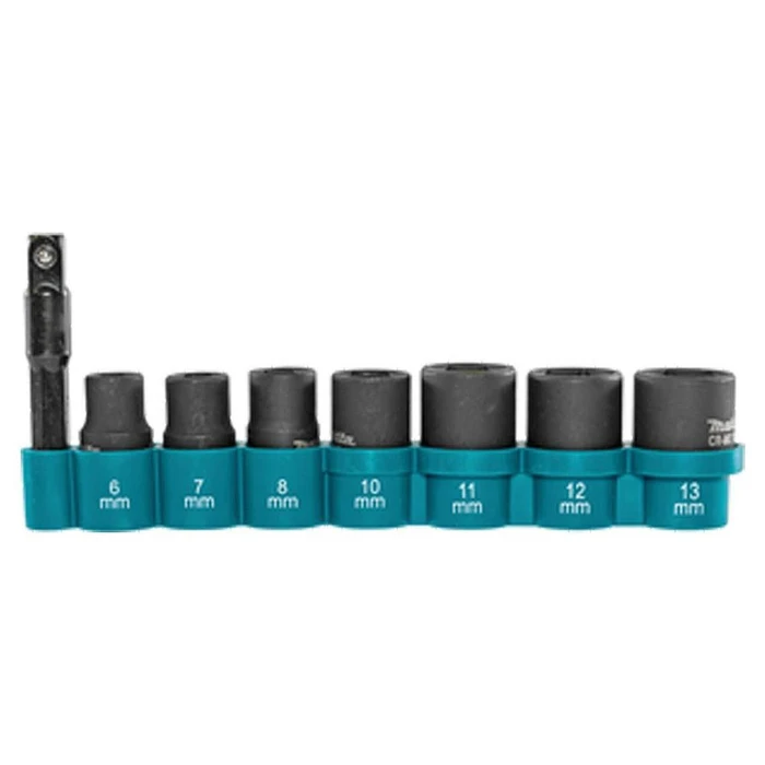 Makita Impact Black Long Hex Sockets Set 1/4" Drive 8 pcs E-12289