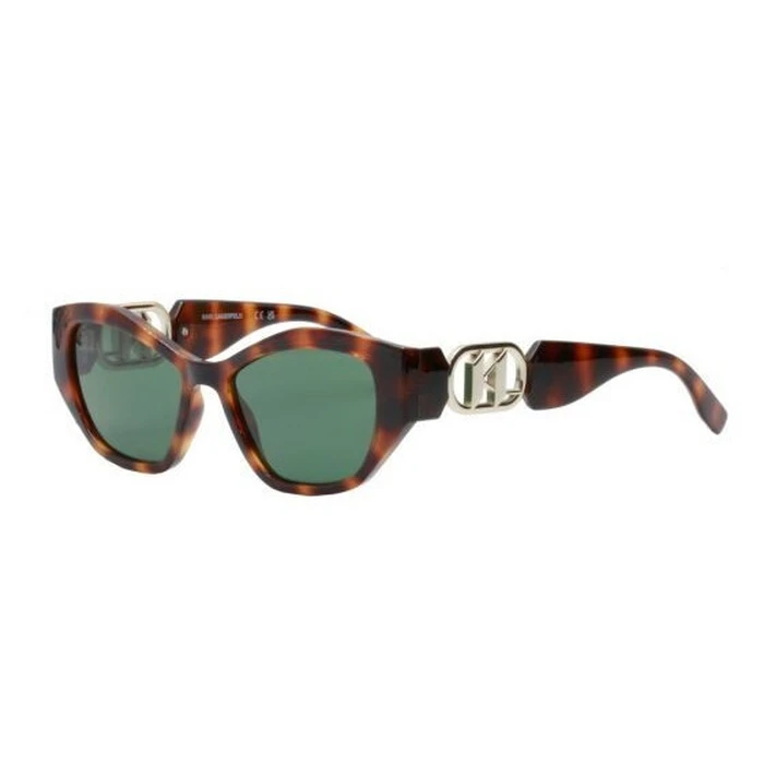 Karl Lagerfeld Γυναικεία Γυαλιά Ηλίου με Καφέ Ταρταρούγα Κοκκάλινο Σκελετό και Πράσινο Φακό KL6086S-240