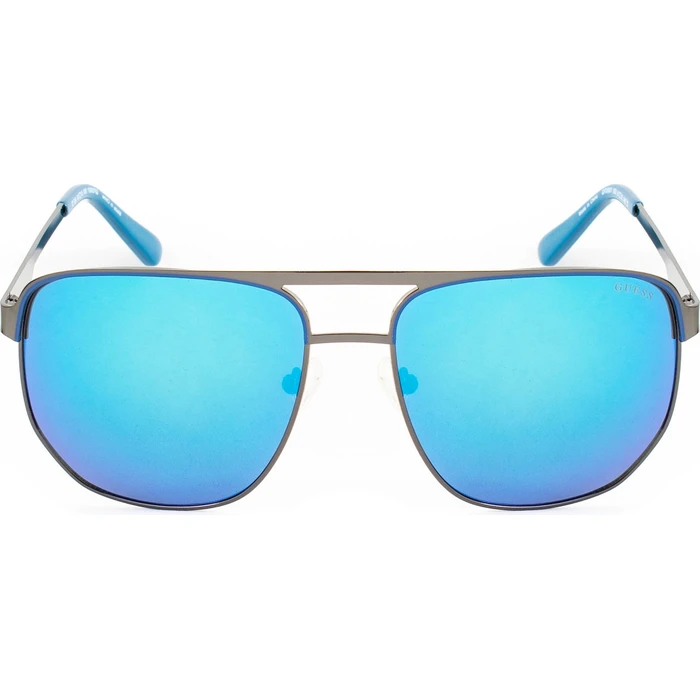 Guess Ανδρικά Γυαλιά Ηλίου με Γκρι Μεταλλικό Σκελετό και Μπλε Καθρέφτη Φακό GF00061 06X