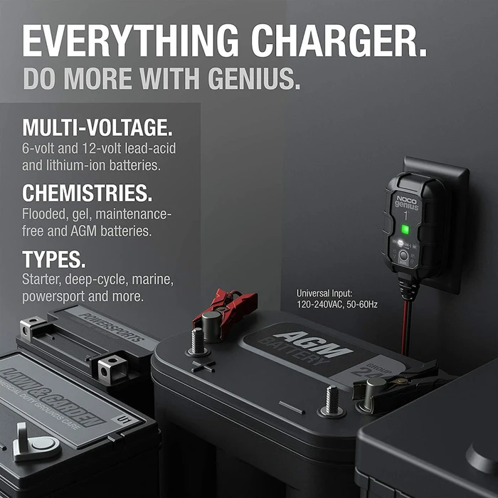 NOCO Genius1 1A Battery Charger & Maintainer 6/12V (GENIUS1EU)